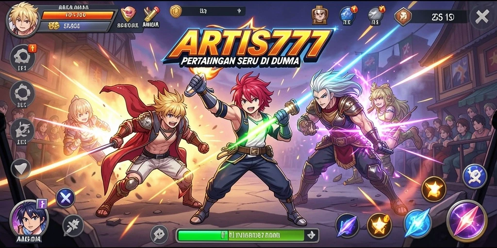 Screenshot menampilkan aksi seru karakter anime dalam ARTIS777.