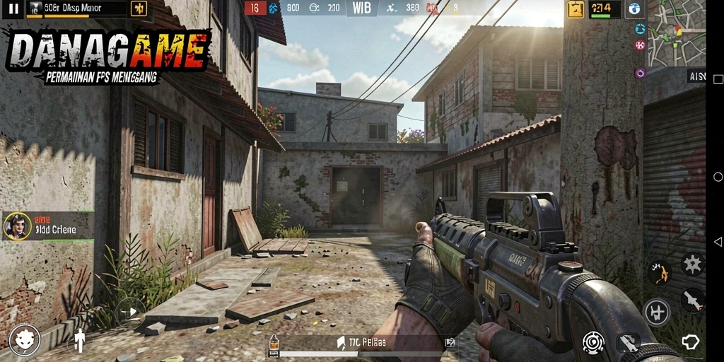 Tampilan gameplay mendebarkan dari DANAGAME dalam aksi FPS.