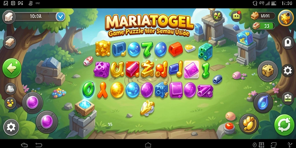 Tampilan gameplay MARIATOGEL dengan berbagai level Puzzle yang menantang.