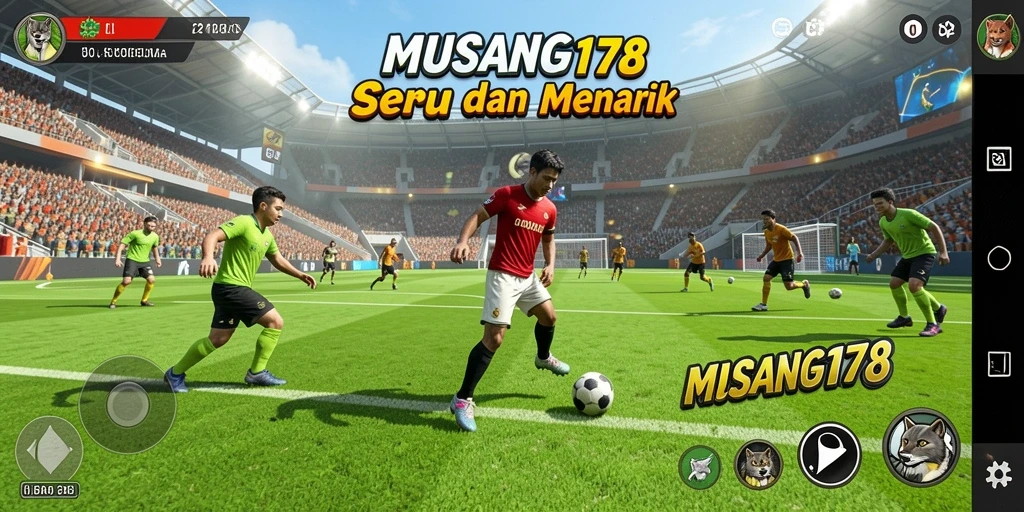 Screenshot utama menunjukkan aksi seru dalam permainan olahraga MUSANG178.