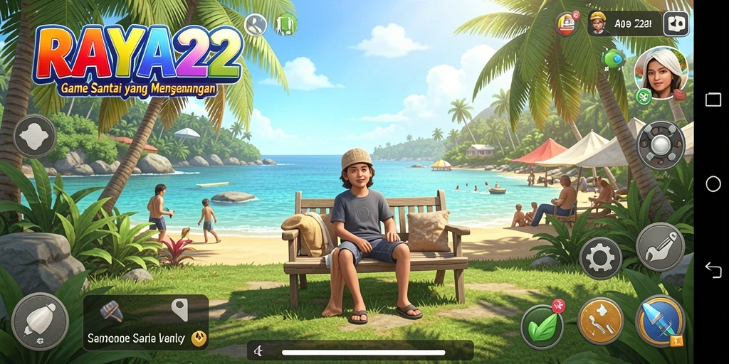 Tampilan gameplay RAYA22 yang ceria dan penuh warna.